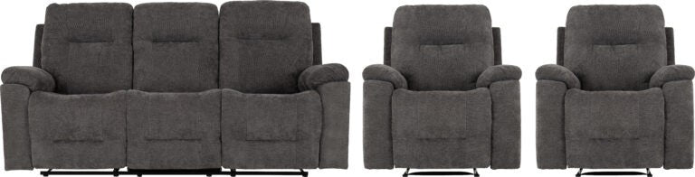 Guildford 3+1+1 Recliner Suite Grey Fabric - image 3