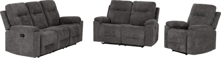 Guildford 3+2+1 Recliner Suite Grey Fabric - image 2