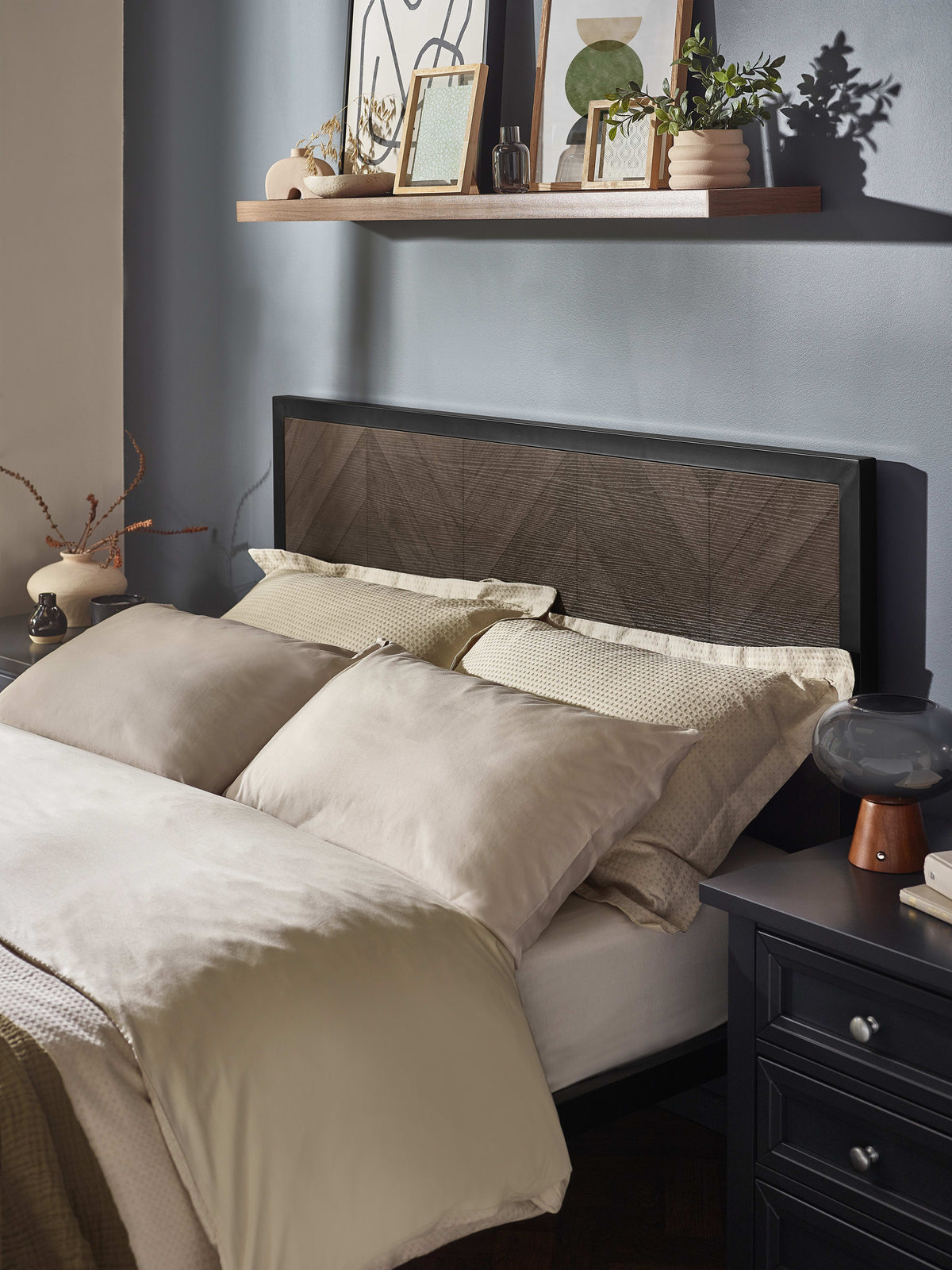 Harrison Dark Oak Herringbone Effect Double Bed