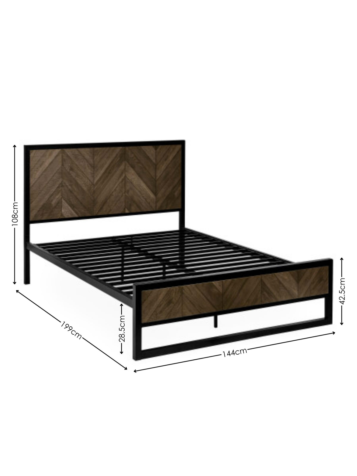 Harrison Dark Oak Herringbone Effect Double Bed
