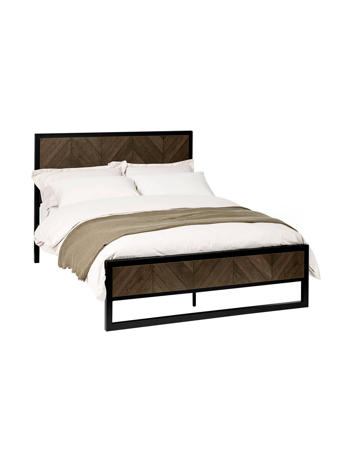Harrison Dark Oak Herringbone Effect King Bed