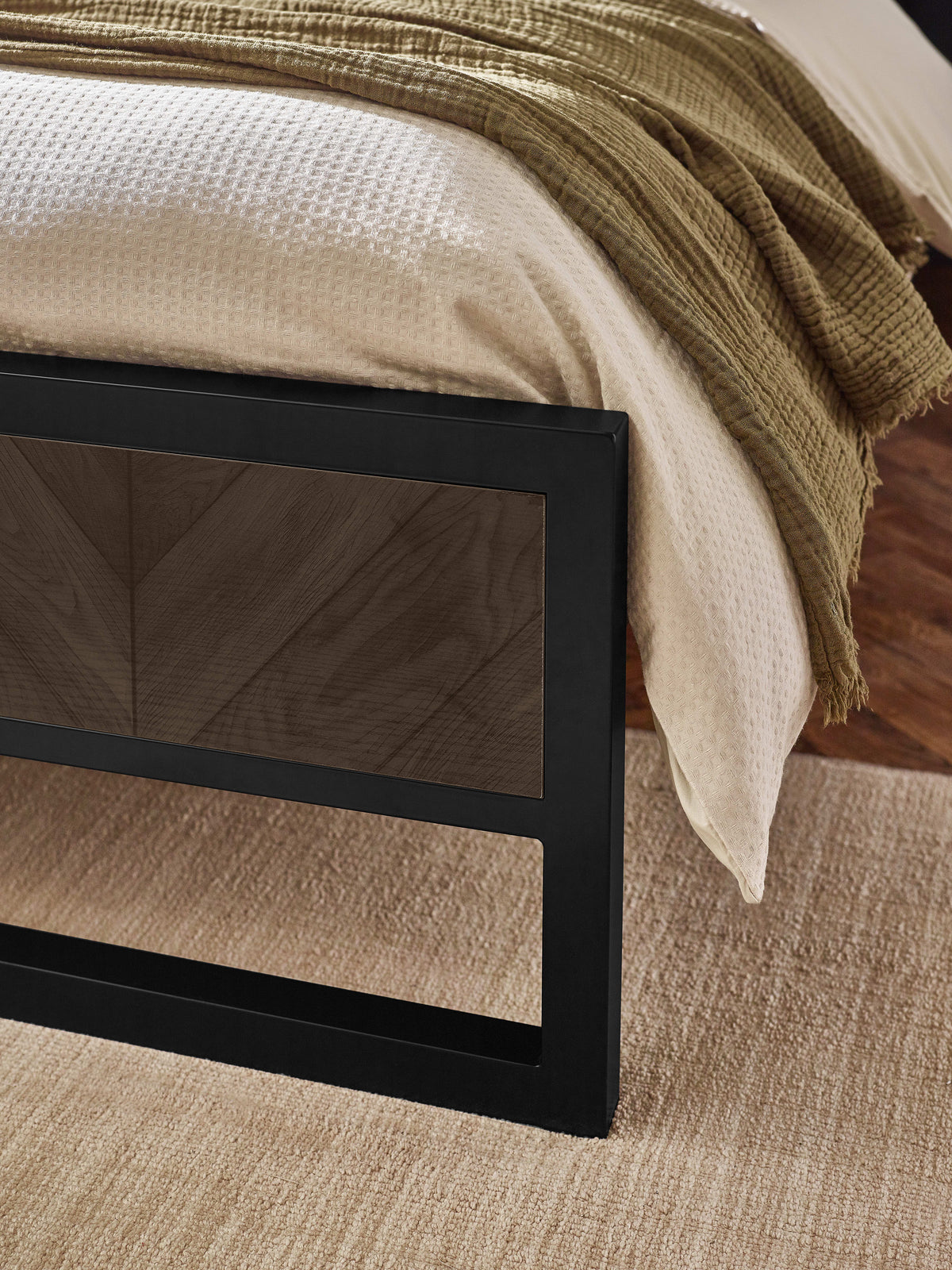 Harrison Dark Oak Herringbone Effect King Bed