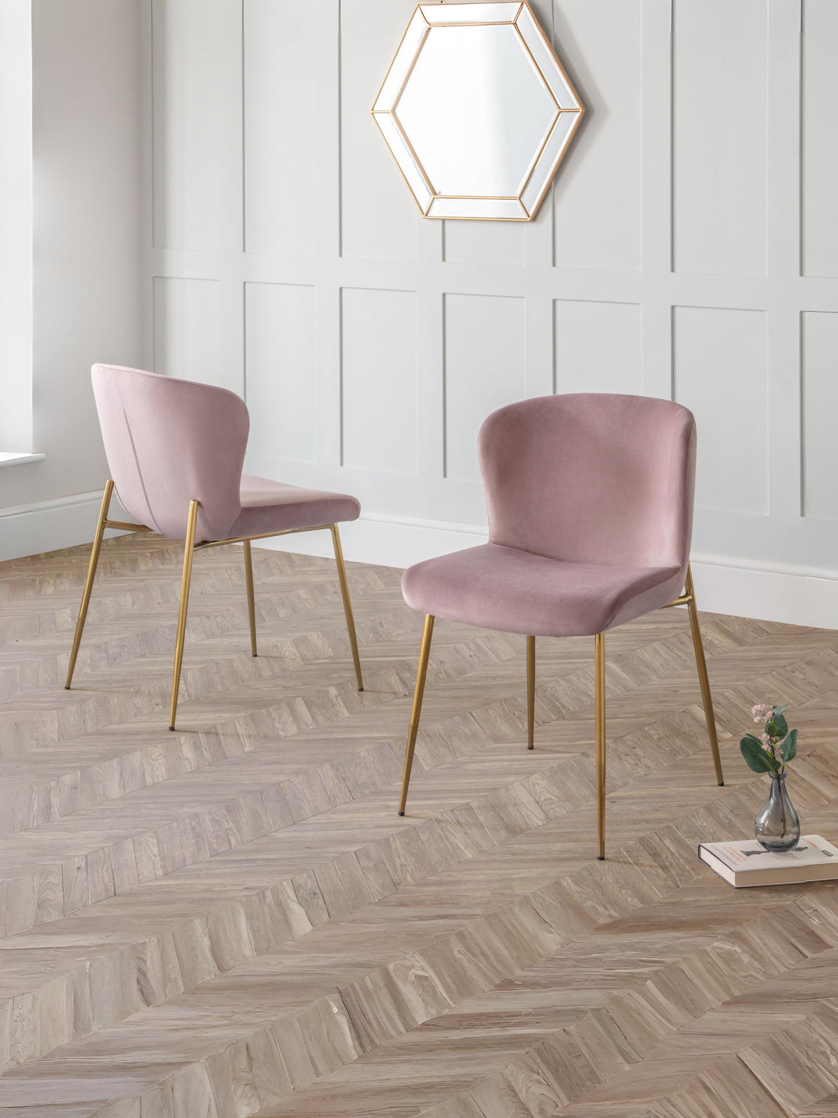 Set Of 2 Harper Dining Chairs - Dusky Pink