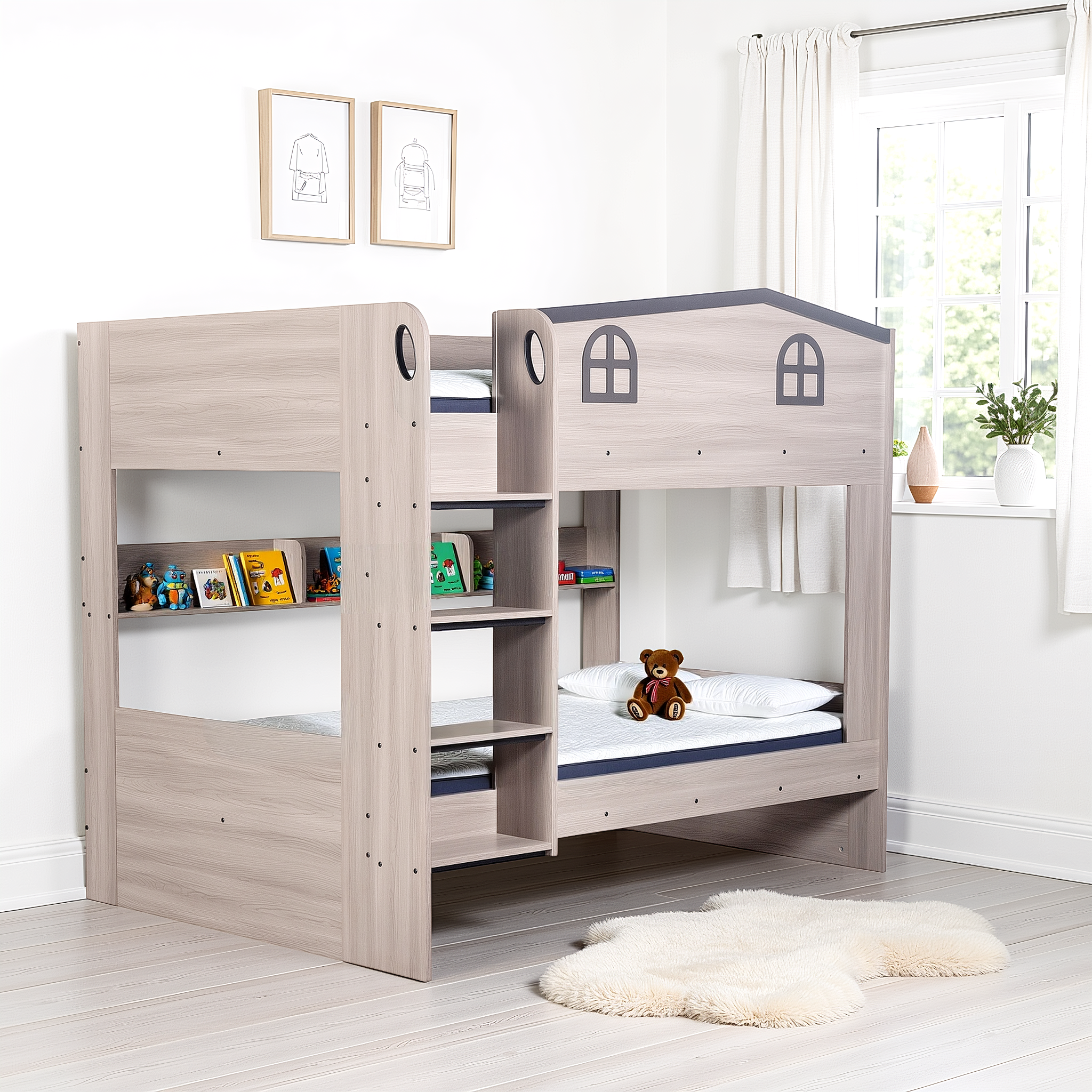 Hector House Bunk Bed – Ash Grey | Small Double or Single Options