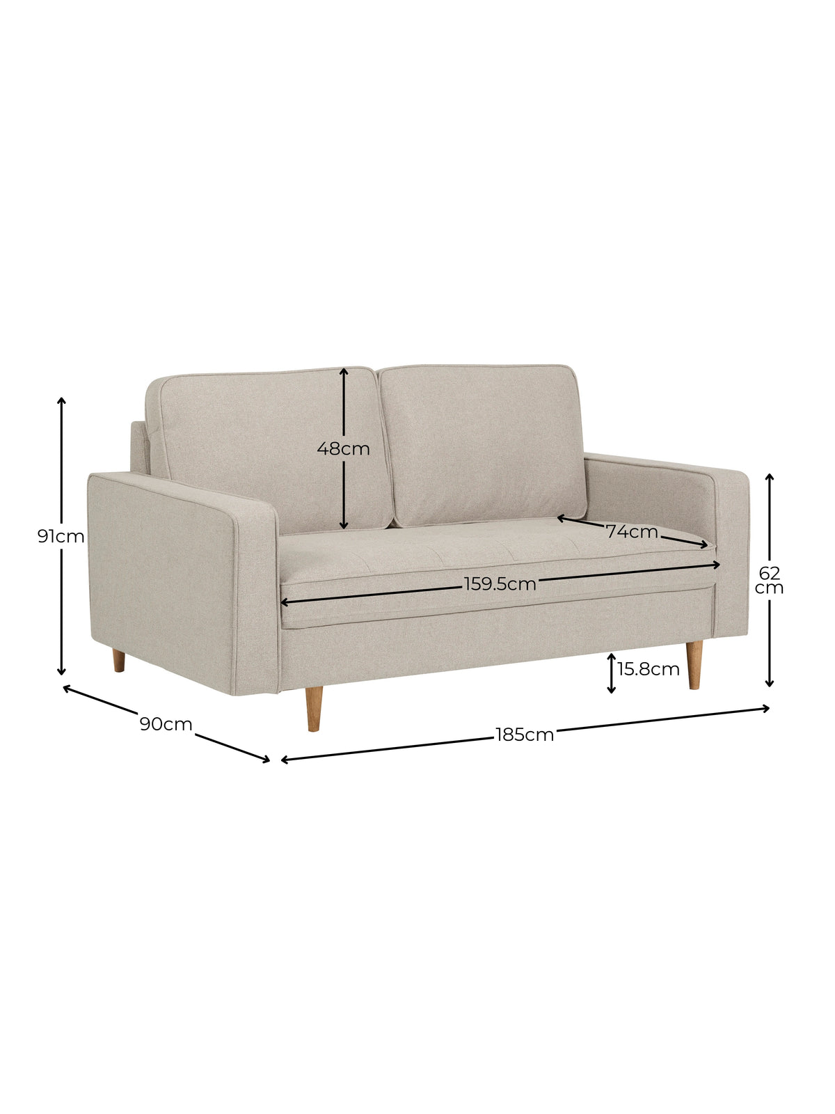 Henrietta Beige Chenille Upholstered 3 Seater Sofa
