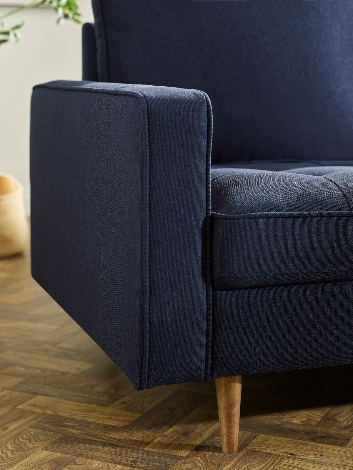 Henrietta Deep Blue Linen Upholstered 2 Seater Sofa