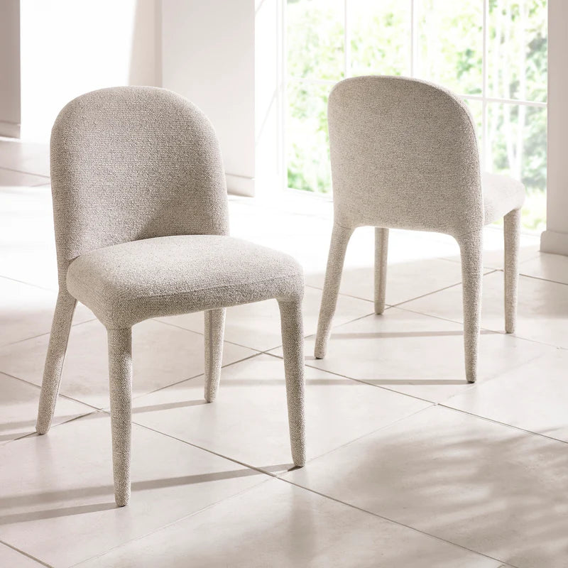 Two Holly Fabric Dining Chairs – Chenille Upholstered Chairs in Graphite & Beige