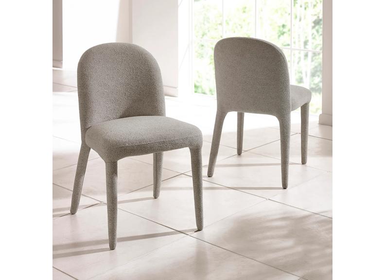 Two Holly Fabric Dining Chairs – Chenille Upholstered Chairs in Graphite & Beige