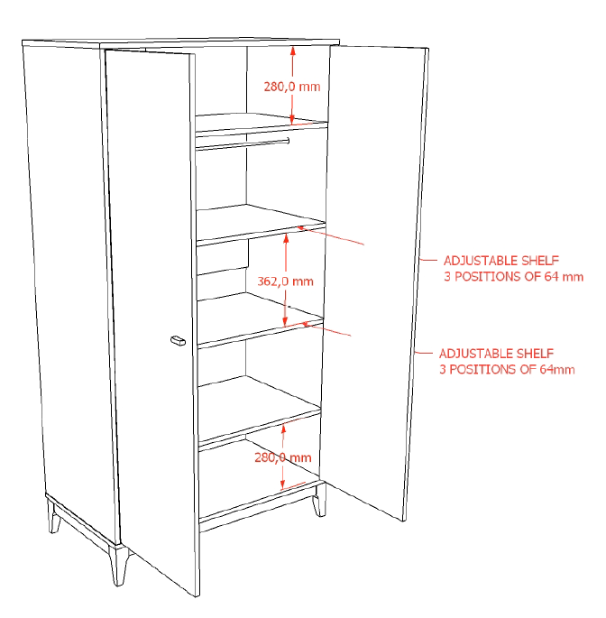 Ilyas 2 Door Wardrobe Walnut