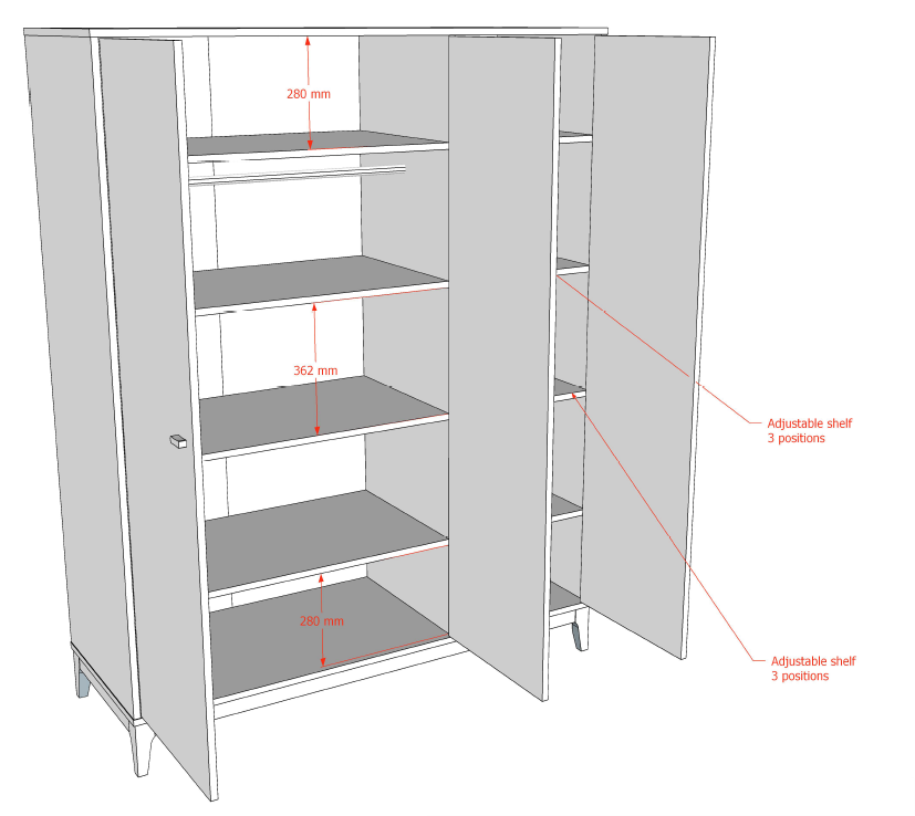 Ilyas 3 Door Wardrobe Walnut