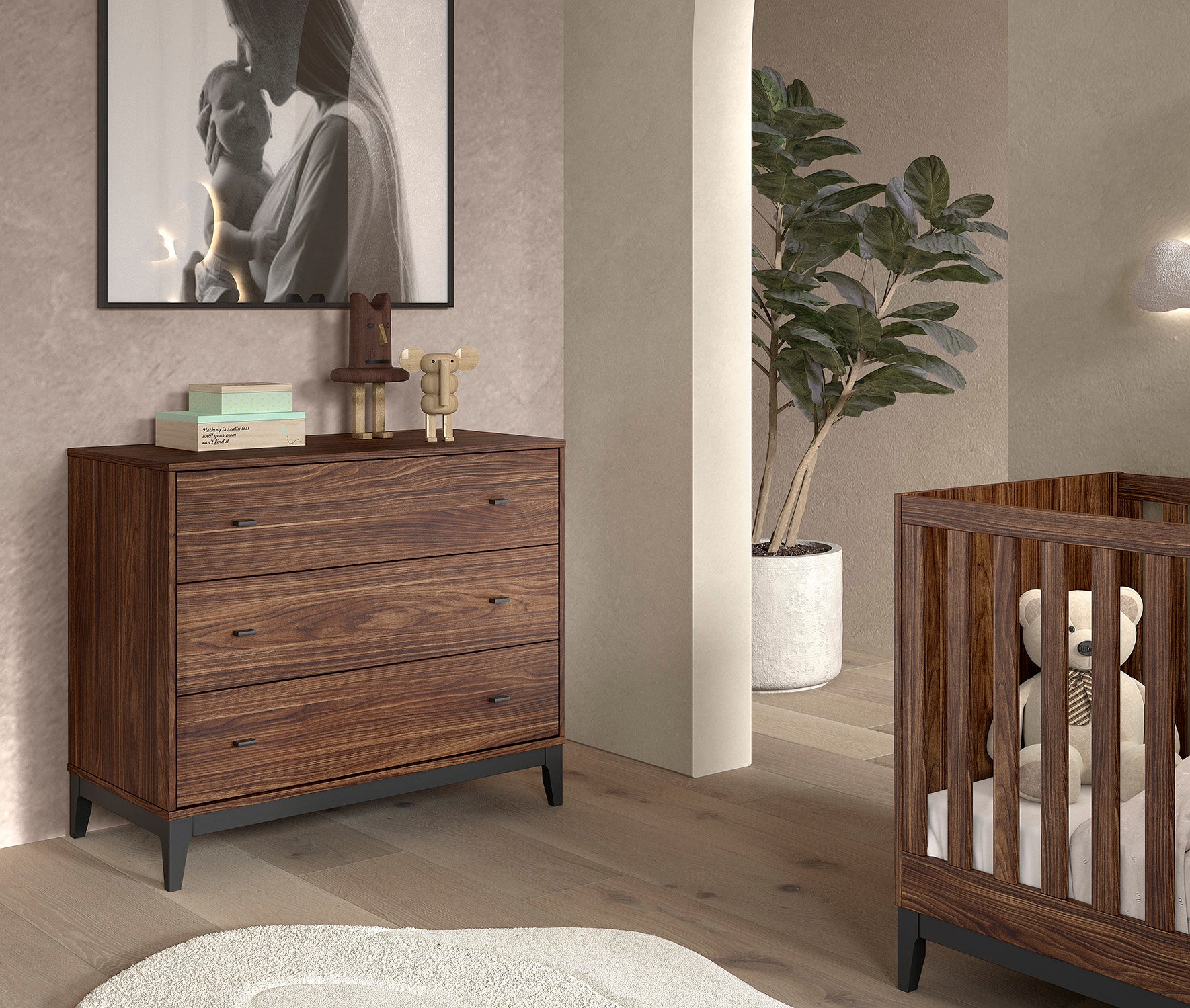 Ilyas Chest Of 3 Drawers Walnut