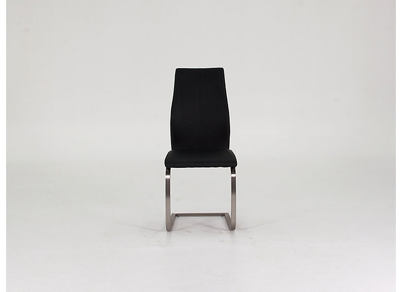 Set Of Two Irma Dining Chairs – Soft Faux Leather (Brushed Metal Frame)