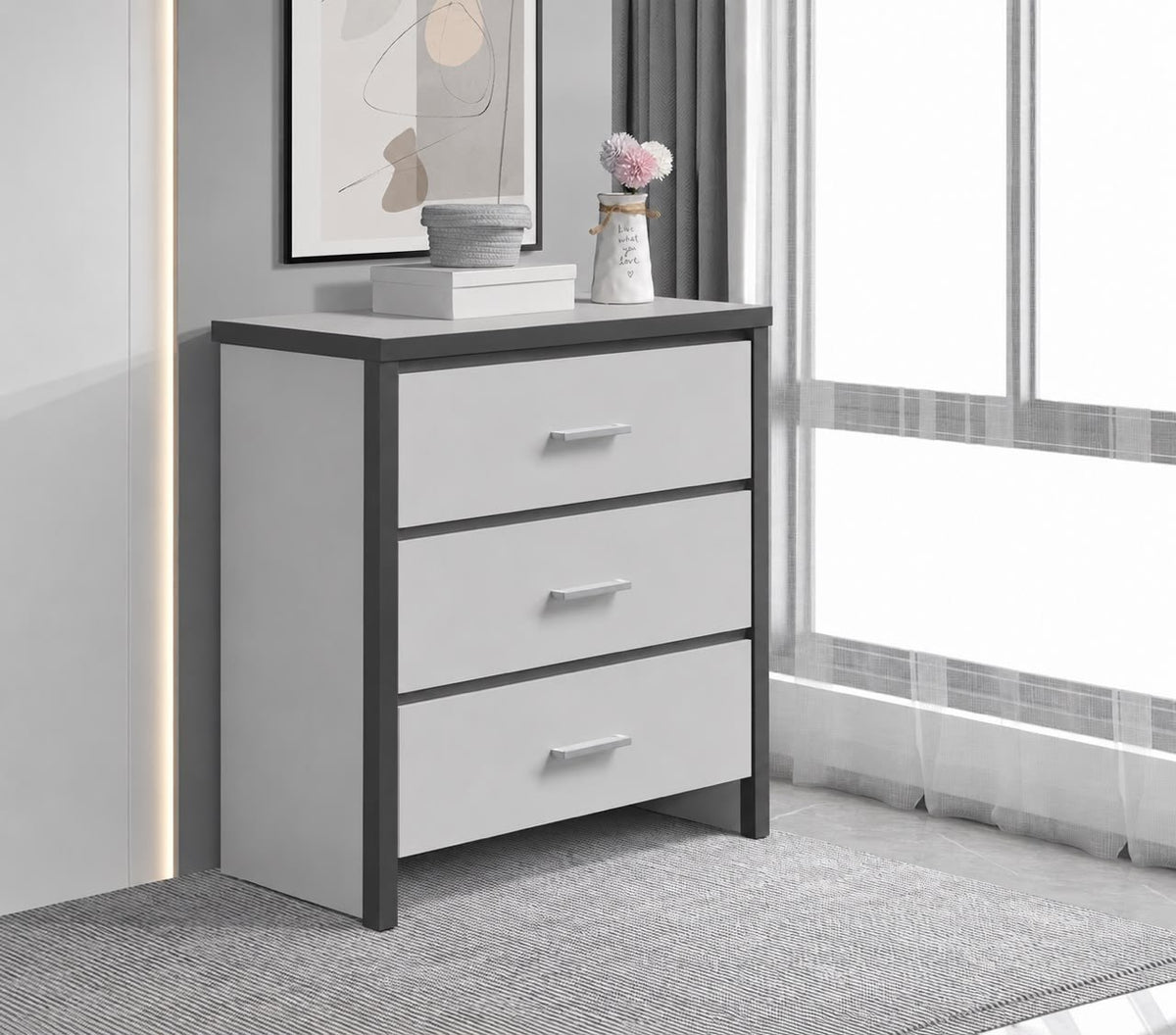 Jackson 3 Drawer Chest Grey