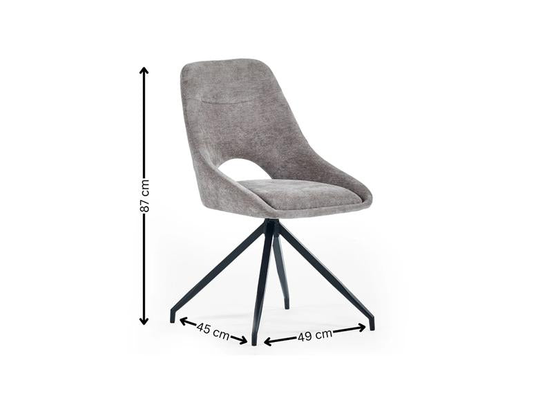 Two Jonah Swivel Dining Chairs – Cream Or Grey Chenille Fabric Dining Chair With Swivel Base