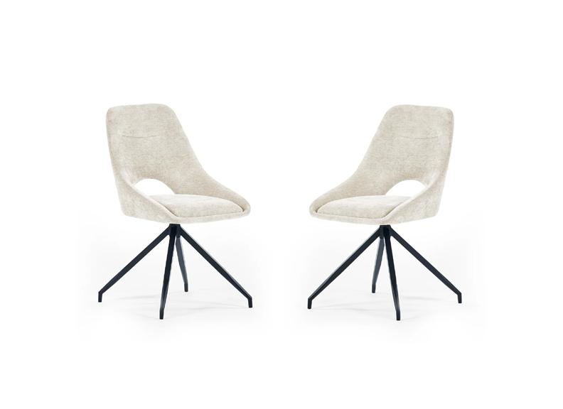 Two Jonah Swivel Dining Chairs – Cream Or Grey Chenille Fabric Dining Chair With Swivel Base
