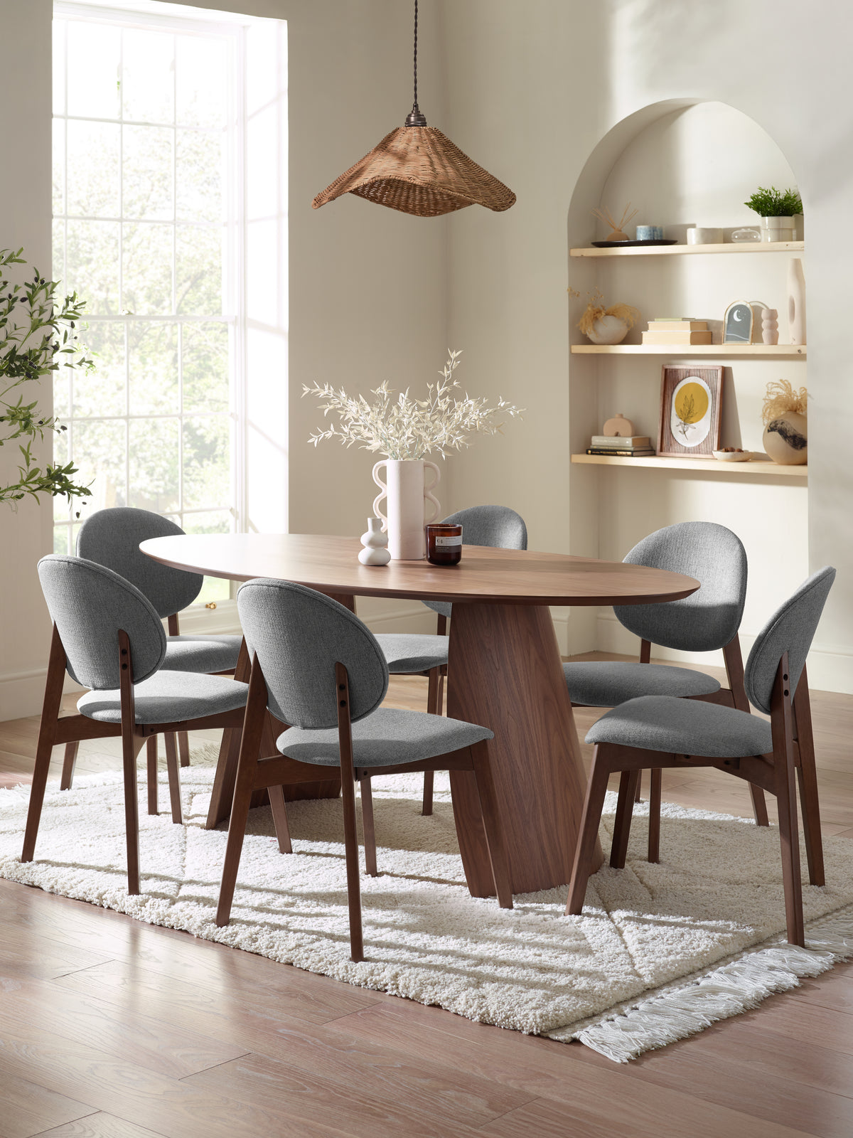 Julius Oval 4-6 Seater Dining Table - Walnut Effect