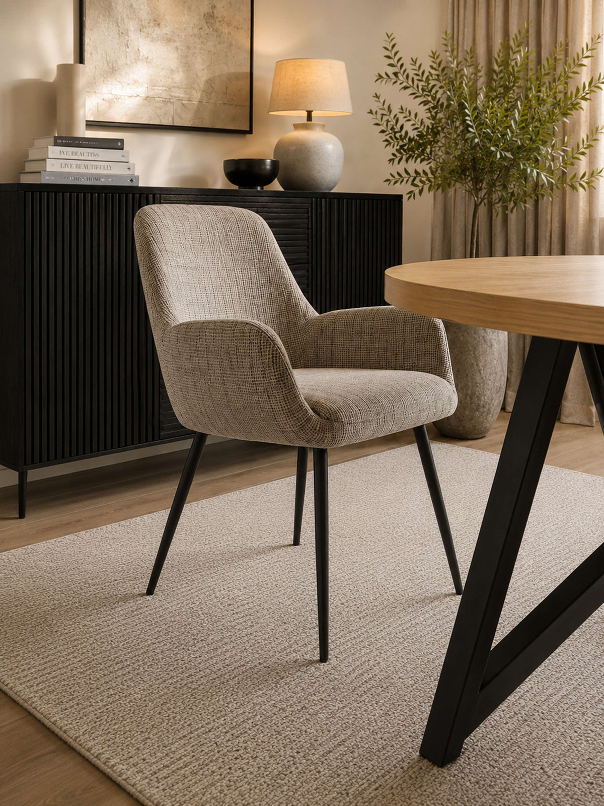 Barley Dining Chairs – Set of 2 – Cookies and Cream Chenille