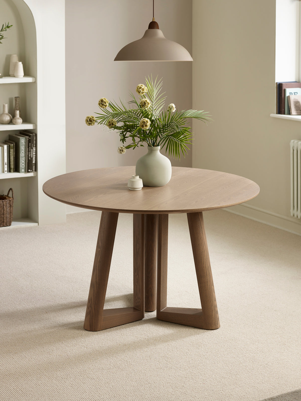 Caravelle 120cm Round 4 Seater Dining Table – Smokey Oak Effect