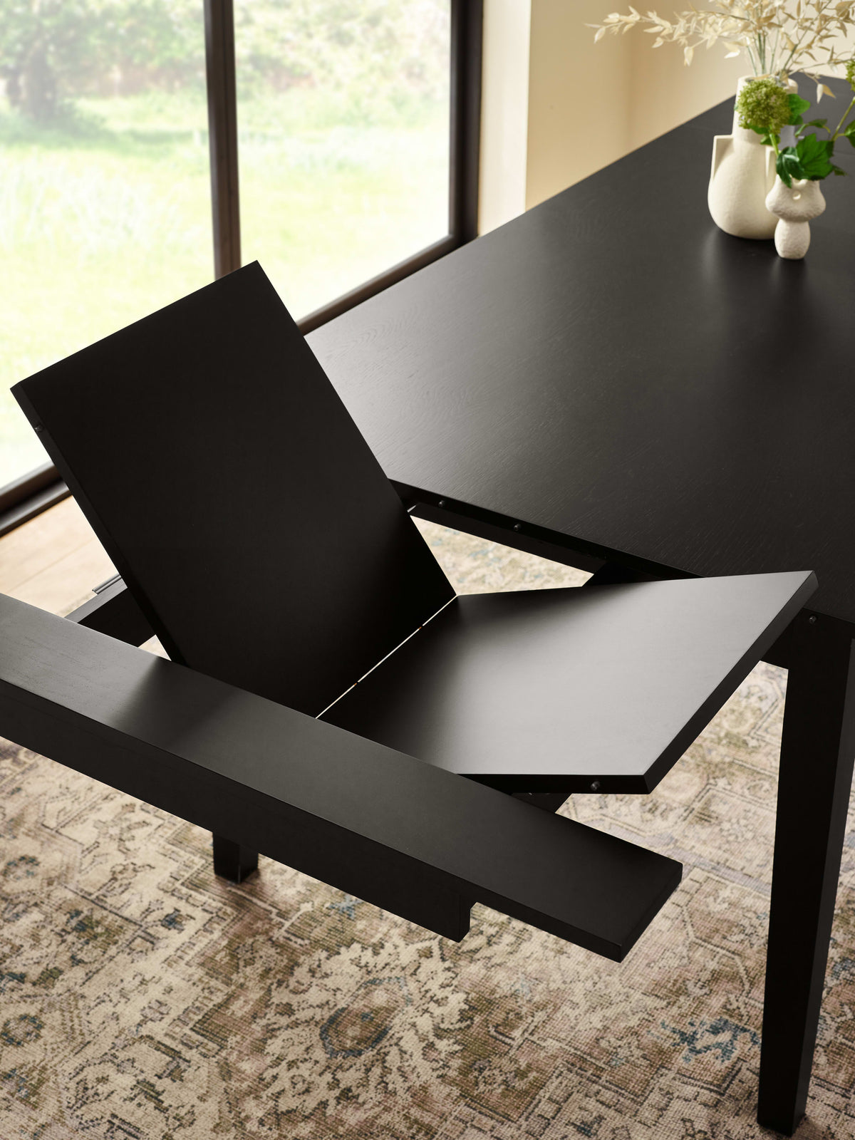 Knoxley Black Oak Rectangular 173-251cm Extending Dining Table