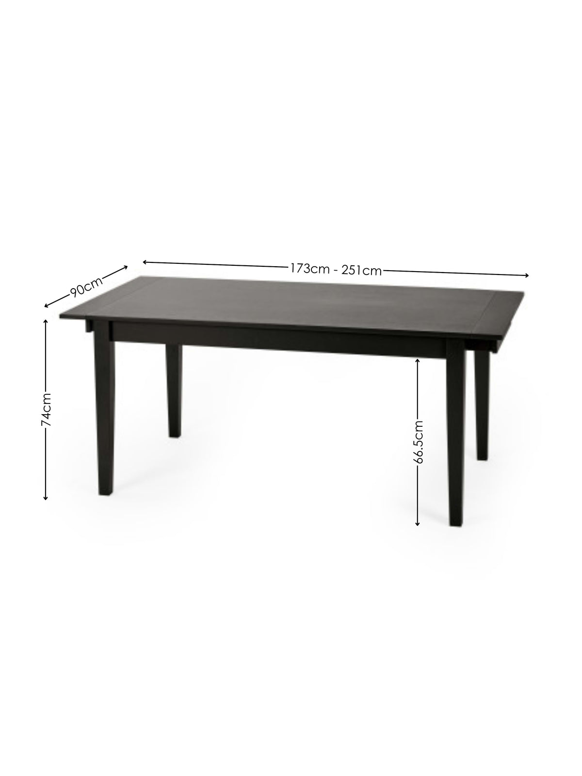 Knoxley Black Oak Rectangular 173-251cm Extending Dining Table
