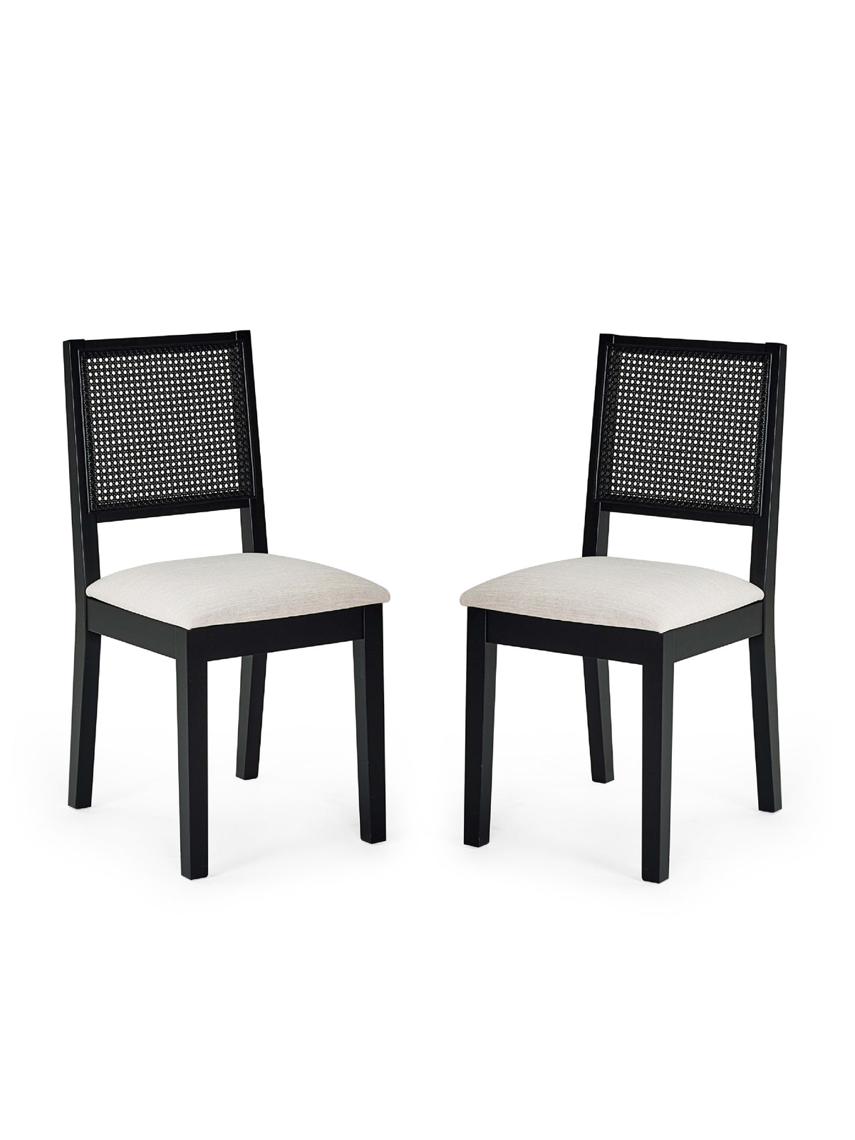 Knoxley Set of 2 Black Oak Rattan Back Dining Chairs