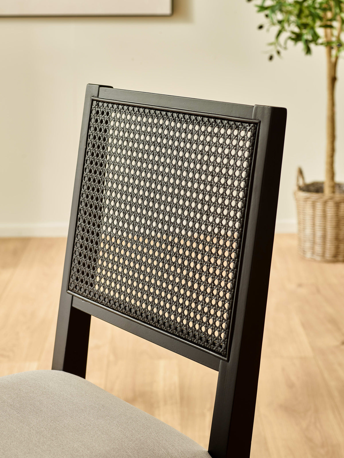 Knoxley Set of 2 Black Oak Rattan Back Dining Chairs