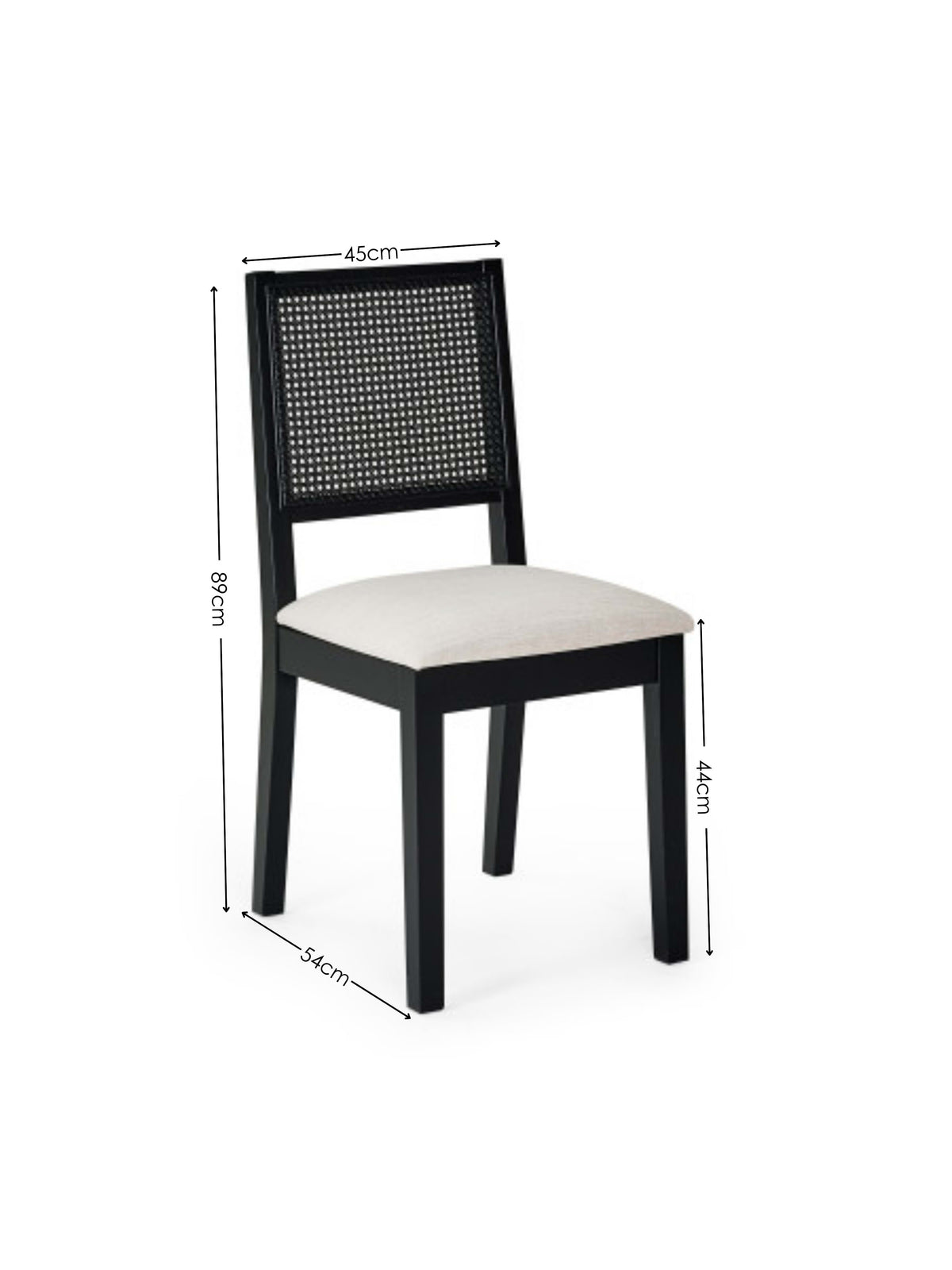 Knoxley Set of 2 Black Oak Rattan Back Dining Chairs