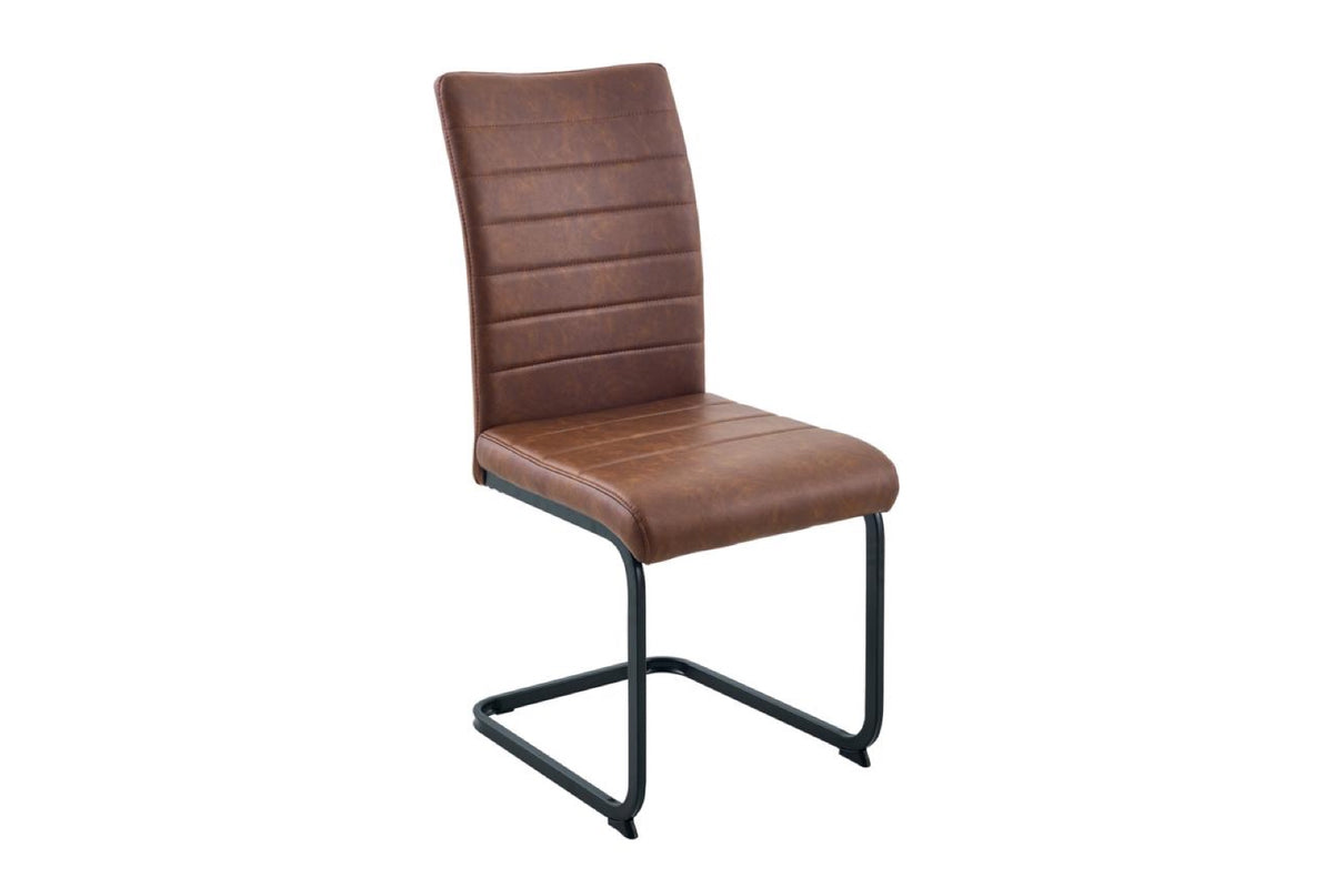 Liana Cognac PU Dining Chair - Black Legs