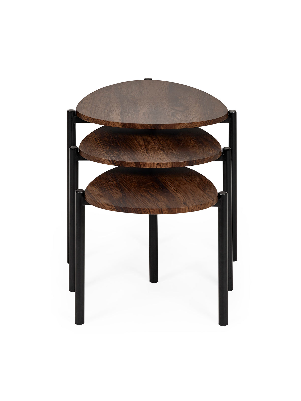 Lorette Walnut Effect Teardrop Nest of 3 Side Tables