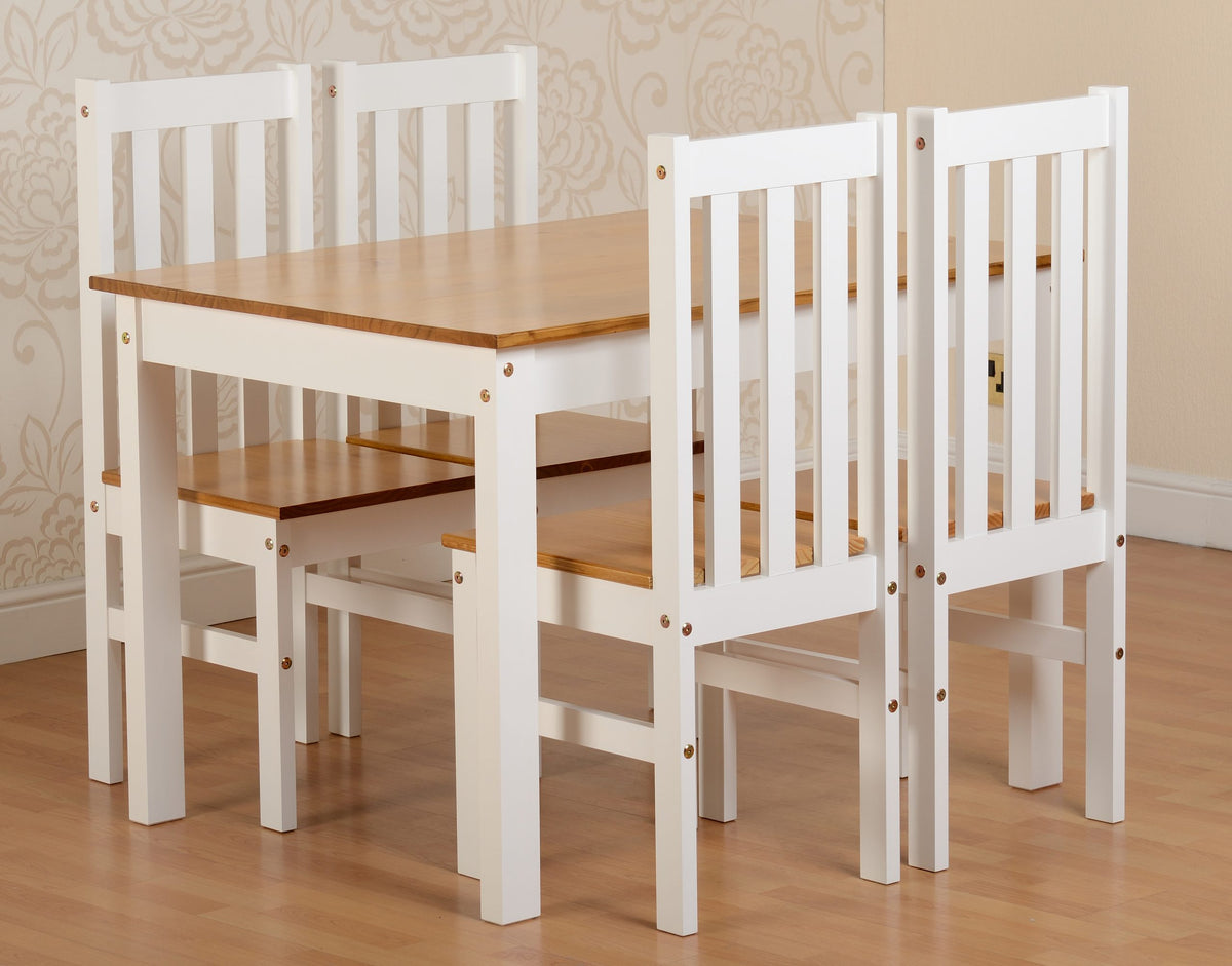 Ludlow 1+4 Dining Set White/Oak Lacquer