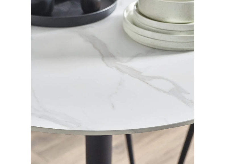 Luca 80cm Round Dining Table W/Xavier Chairs (Pre-Order Black)