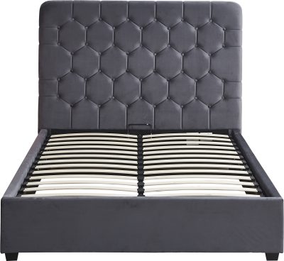 MADISON 5' OTTOMAN BED - GREY VELVET FABRIC