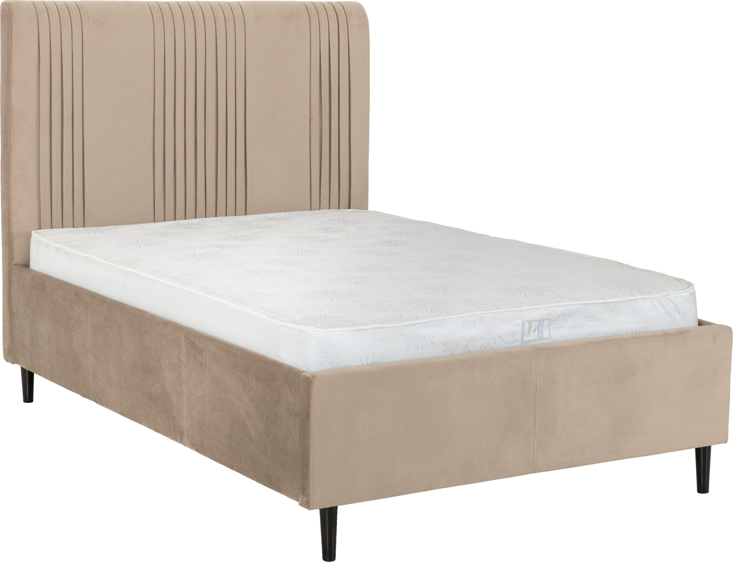 Maine 4'6" Bed Taupe Velvet Fabric