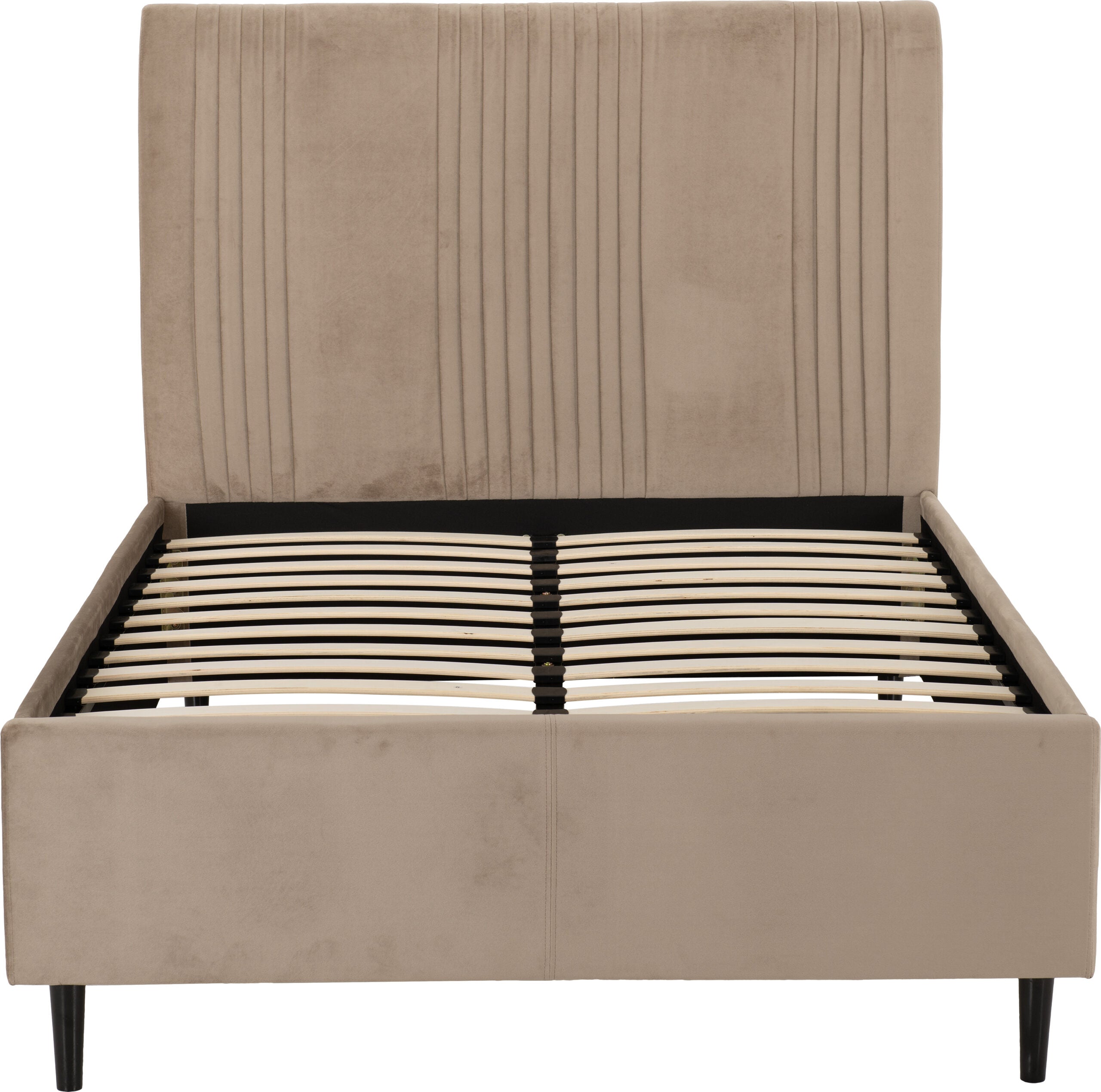 Maine 4'6" Bed Taupe Velvet Fabric