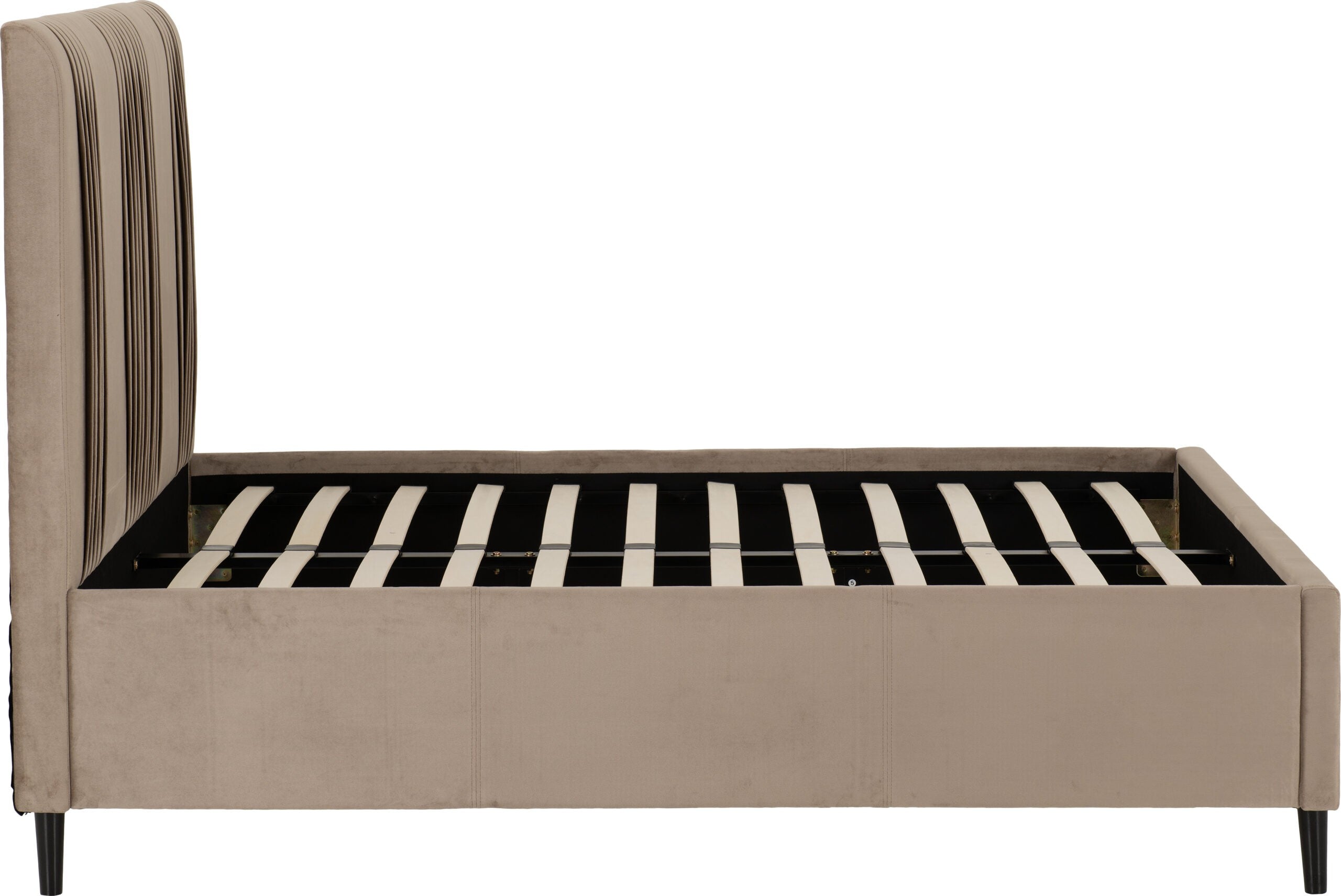 Maine 4'6" Bed Taupe Velvet Fabric