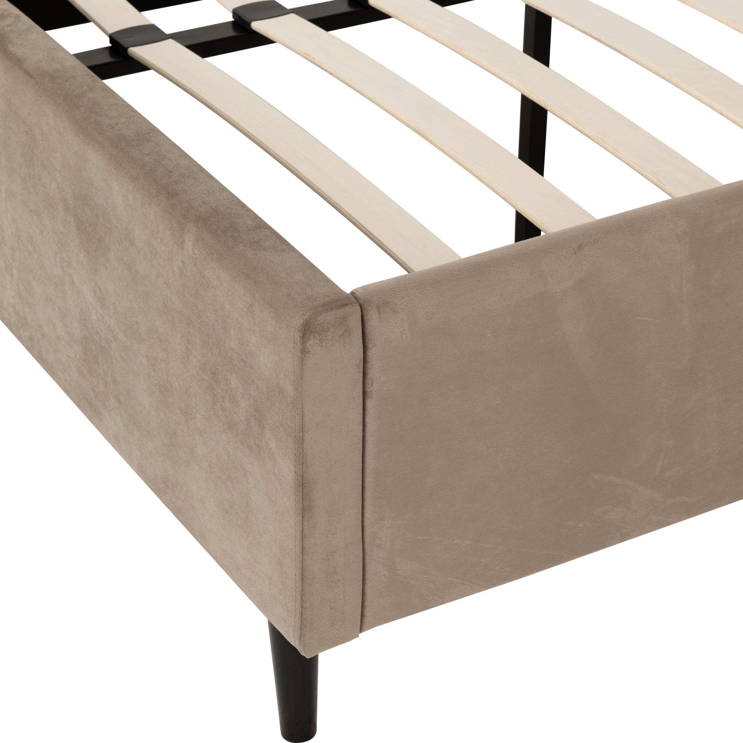 Maine 4'6" Bed Taupe Velvet Fabric