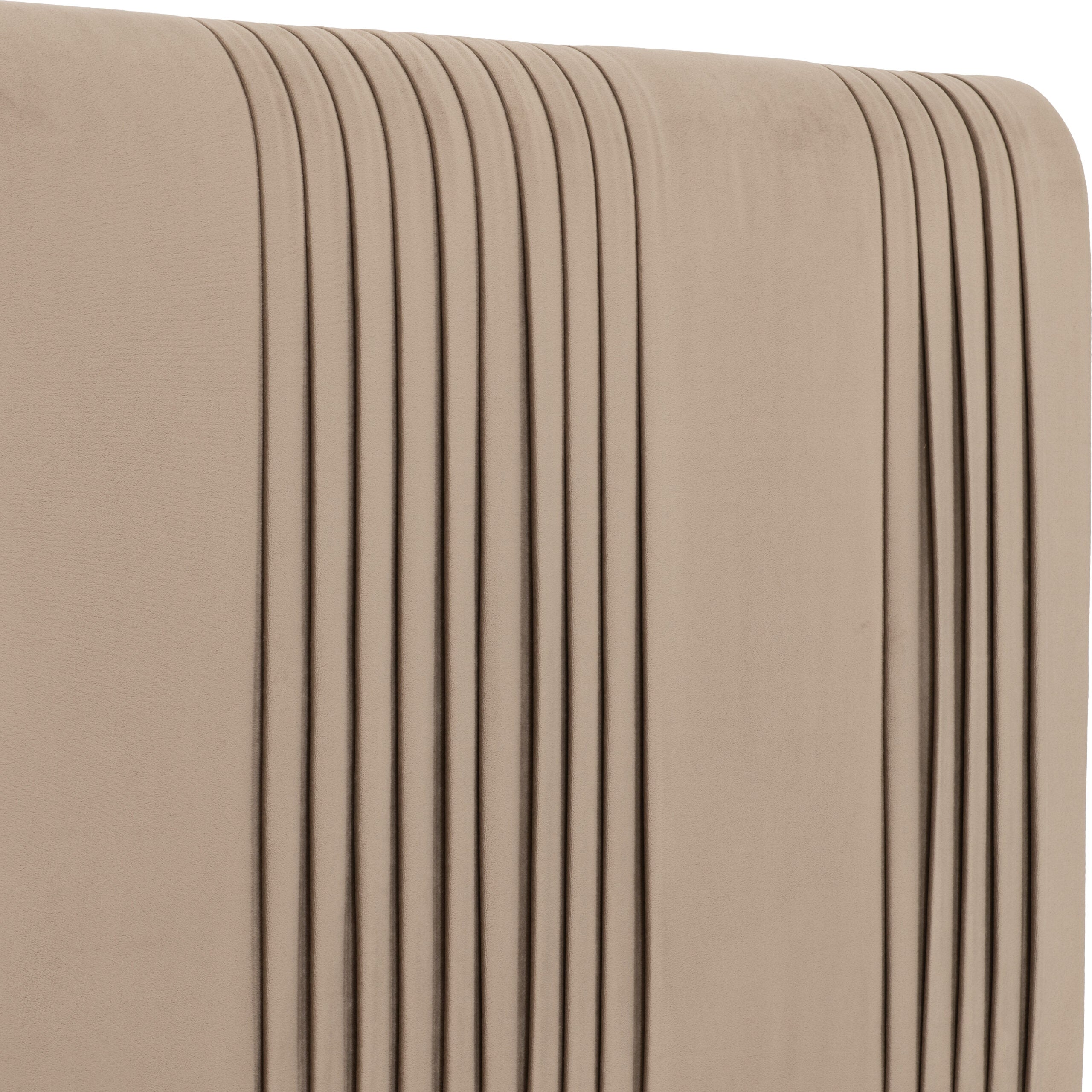 Maine 4'6" Bed Taupe Velvet Fabric