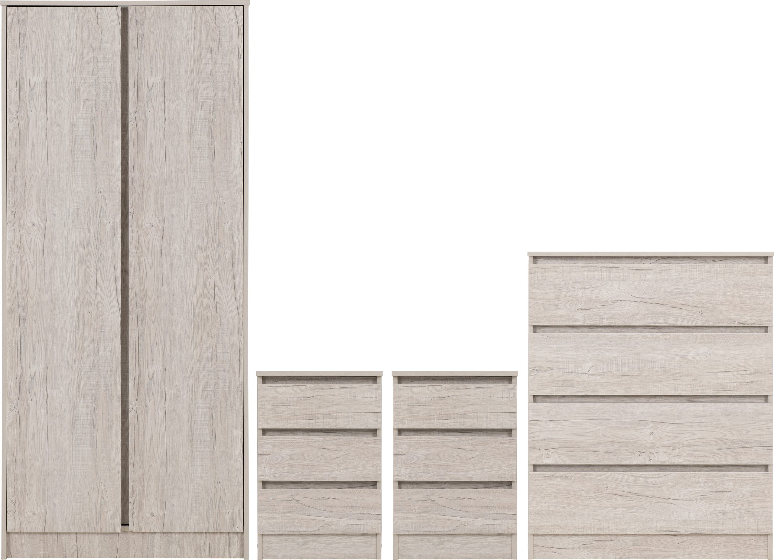 Malvern 2 Door Wardrobe Bedroom Set Urban Snow