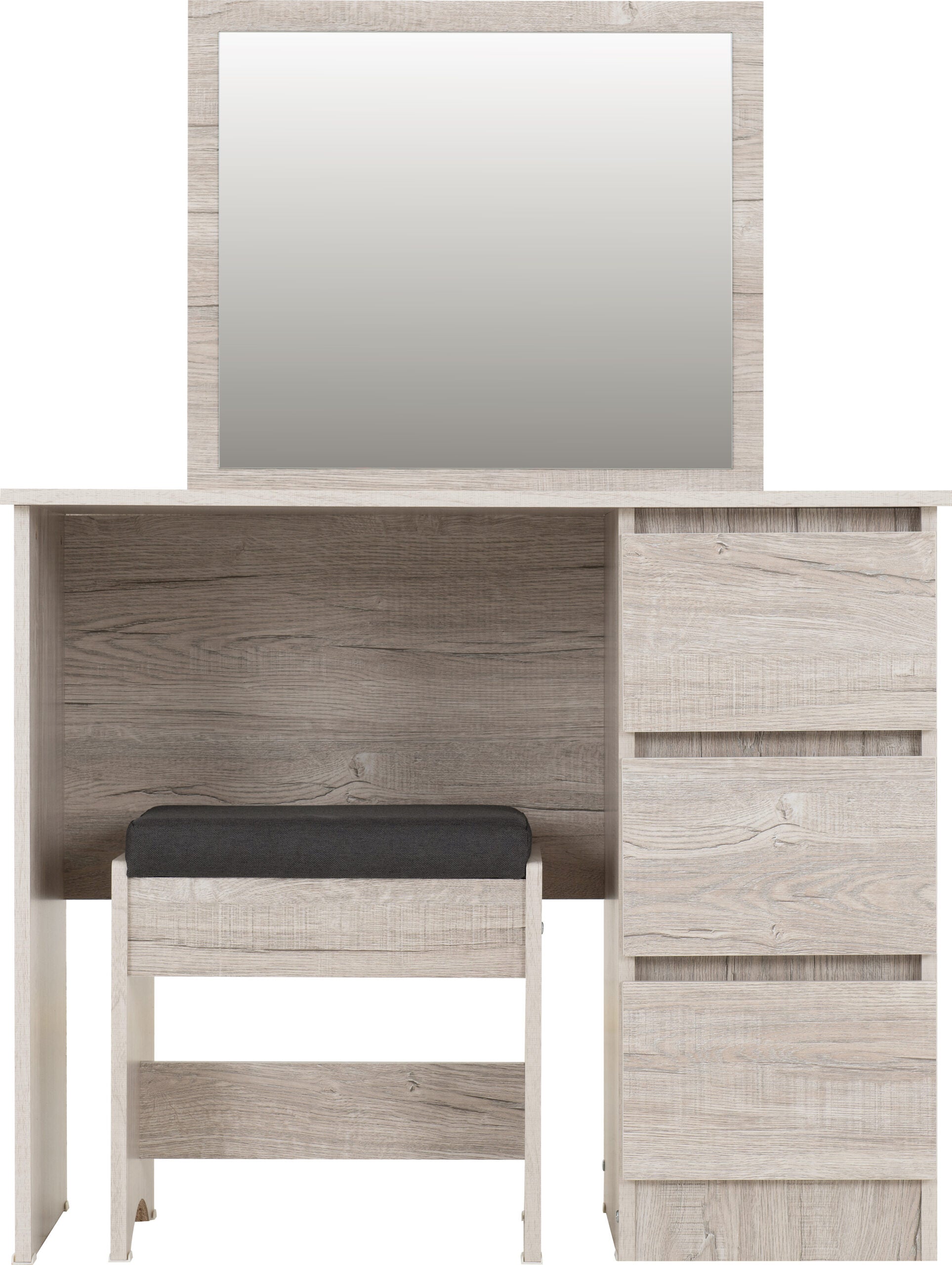 Malvern 3 Drawer Dressing Table Set Urban Snow/Steel Fabric