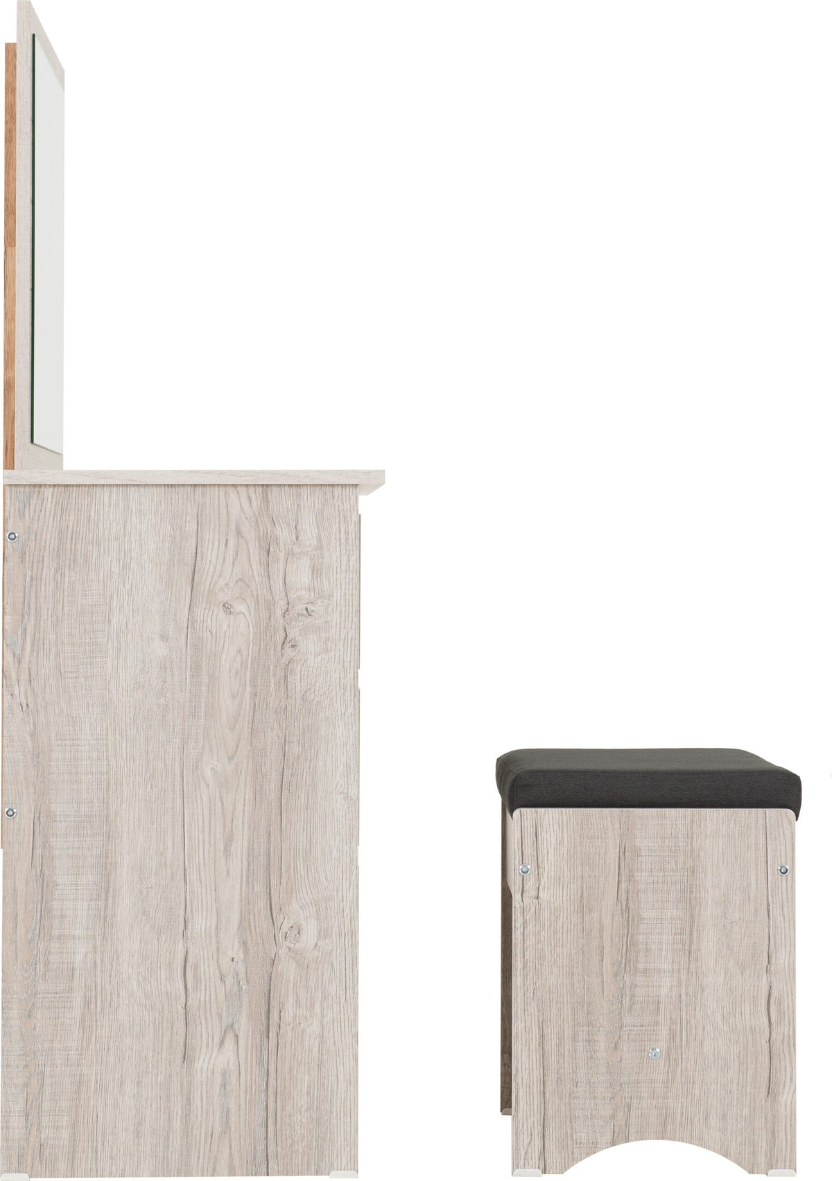 Malvern 3 Drawer Dressing Table Set Urban Snow/Steel Fabric