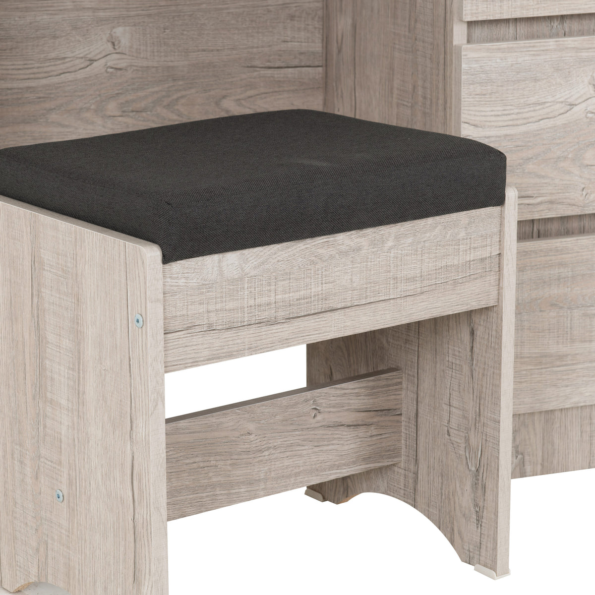 Malvern 3 Drawer Dressing Table Set Urban Snow/Steel Fabric