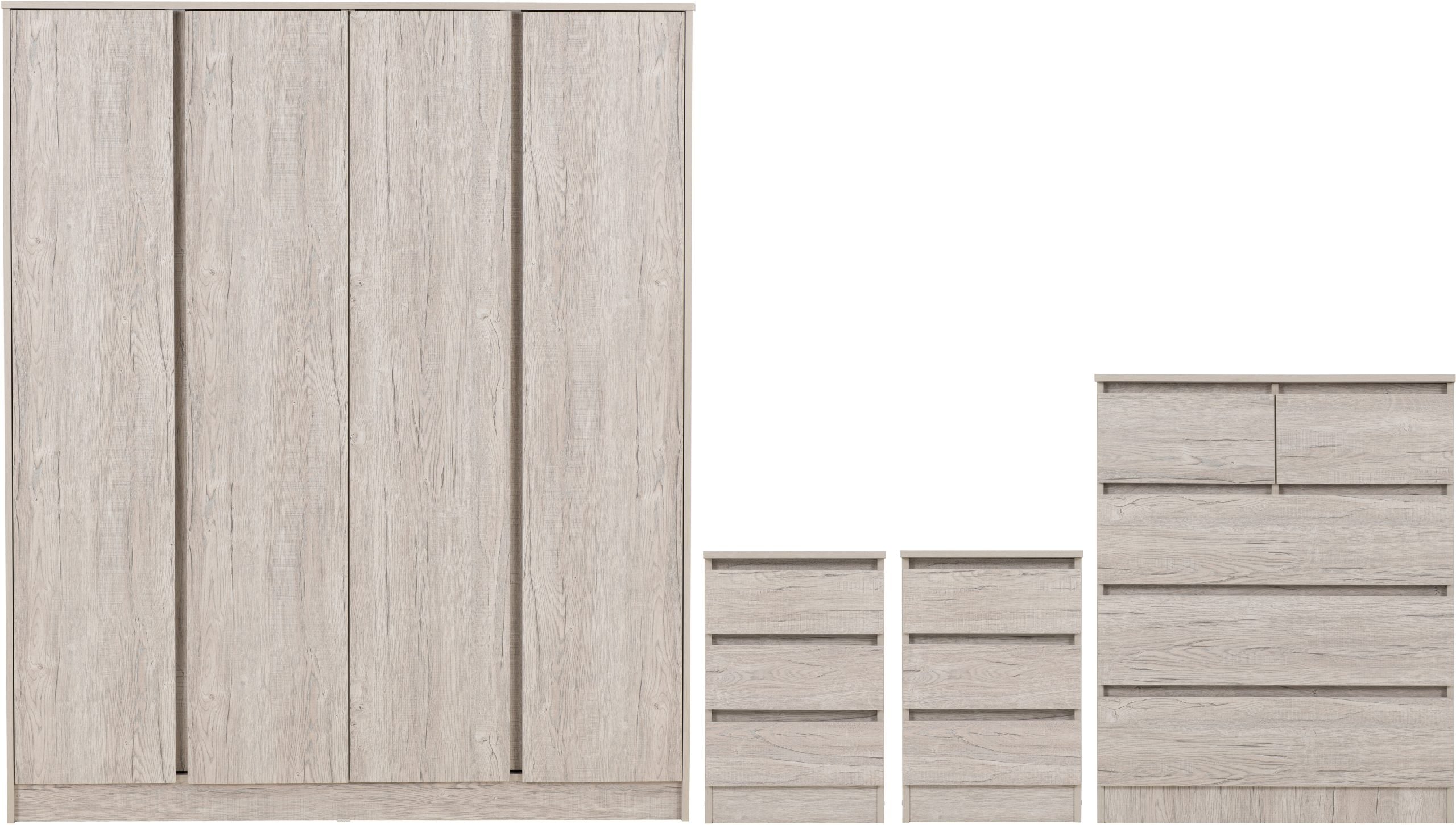 Malvern 4 Door Wardrobe Bedroom Set Urban Snow