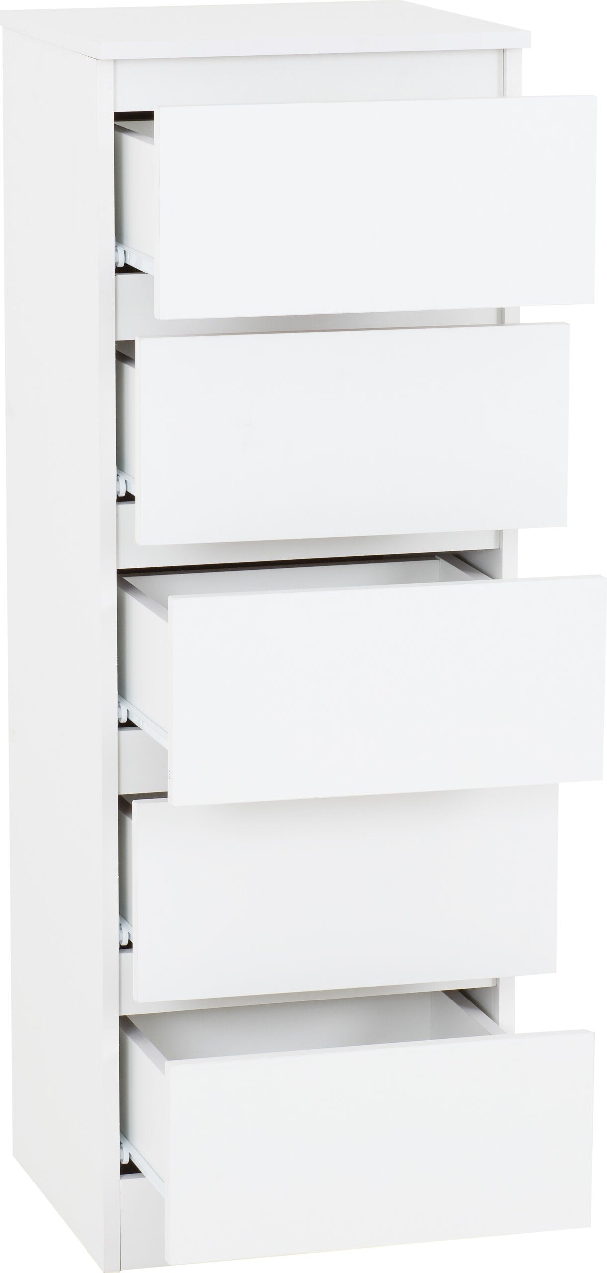 Malvern 5 Drawer Narrow Chest White