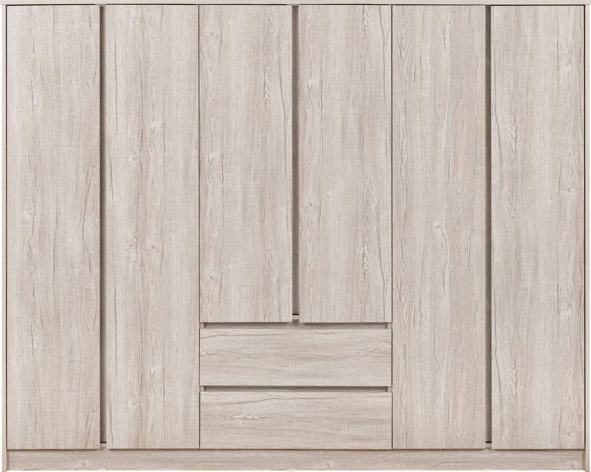 Malvern 6 Door 2 Drawer Wardrobe Urban Snow