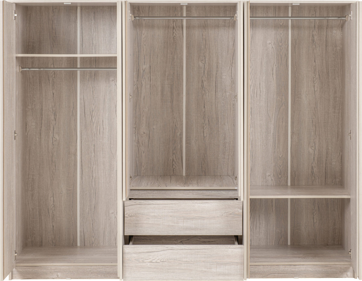 Malvern 6 Door 2 Drawer Wardrobe Urban Snow