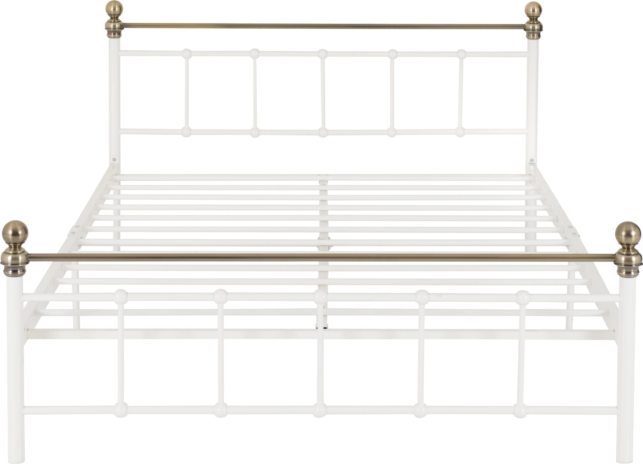 Marlborough 4'6" Bed White/Antique Brass