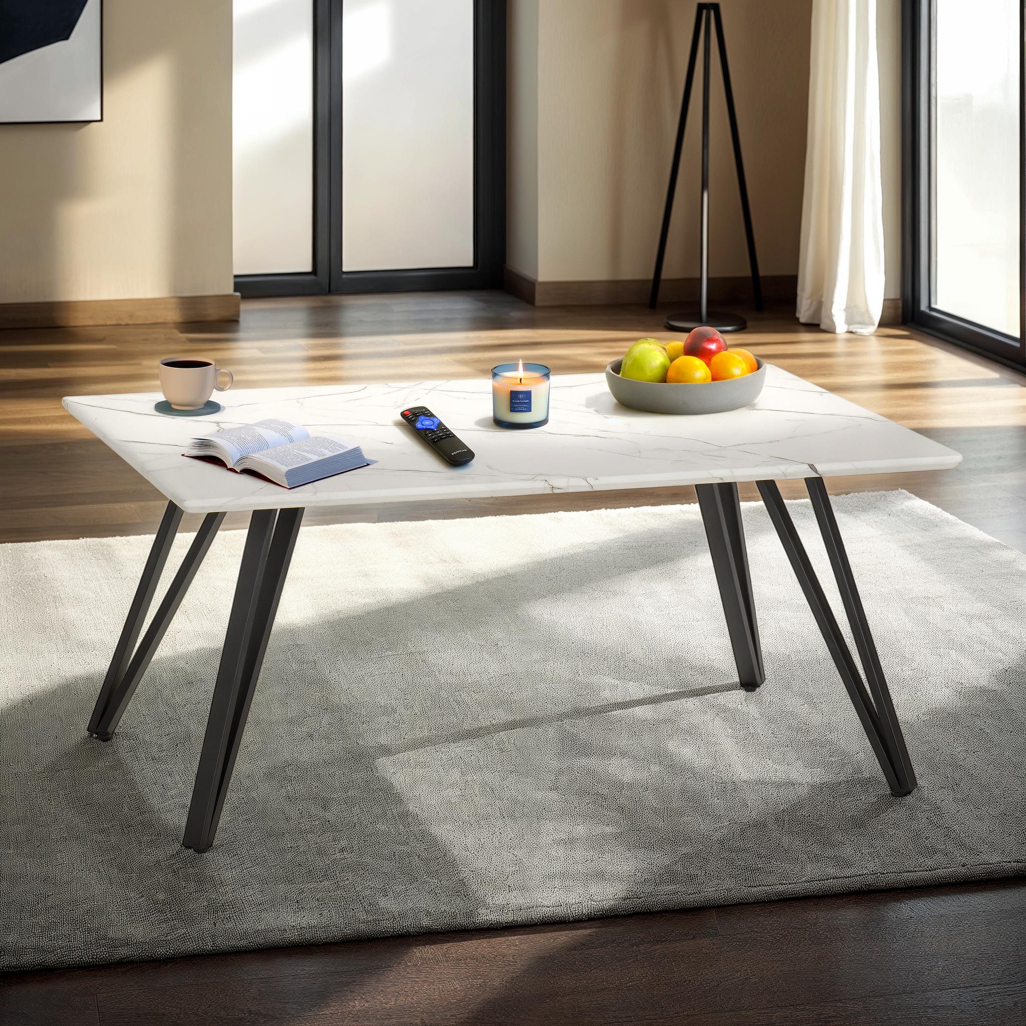 Marlow Coffee Table White Marble Effect/Black
