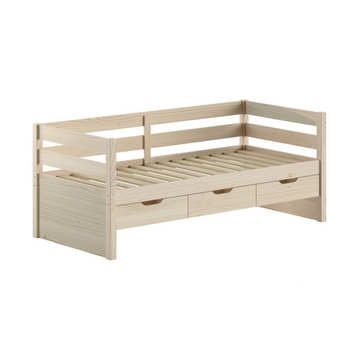 MARGRIT CAPTAIN BED 92 – Solid Pine Daybed with 3 Storage Drawers