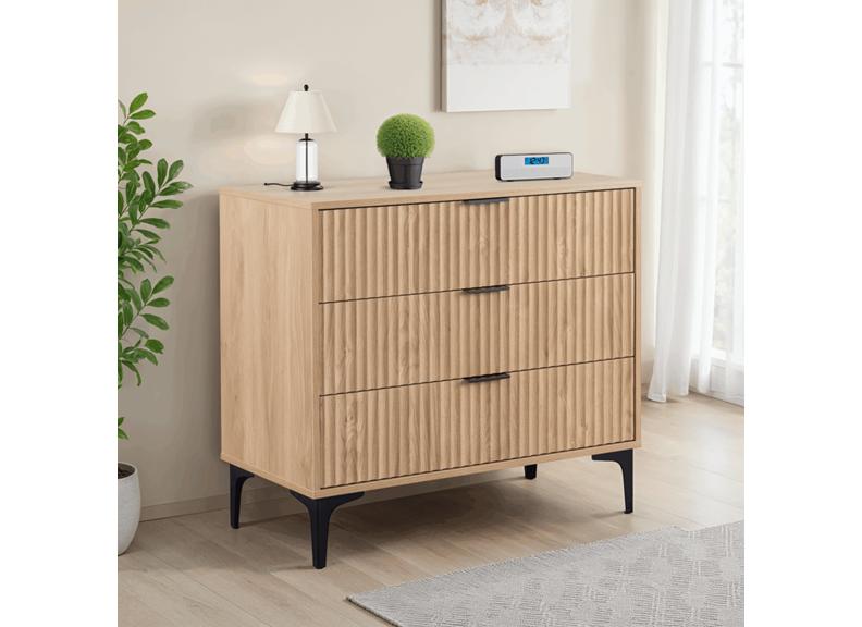 Miami Oak Three Drawer Bedroom Chest (PRE-ORDER FOR AUGUST)