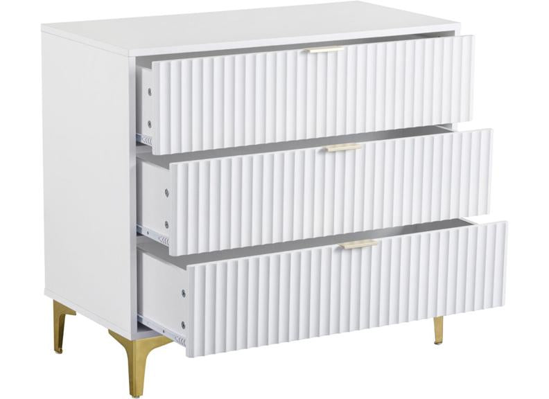 Miami White Three Drawer Bedroom Chest (PRE-ORDER FOR AUGUST)